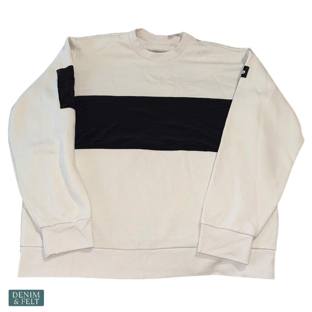 Alo Yoga Men’s Traverse Mixed Media Pullover Bone/Black Crewneck Sweatshirt 2XL - Picture 5 of 10